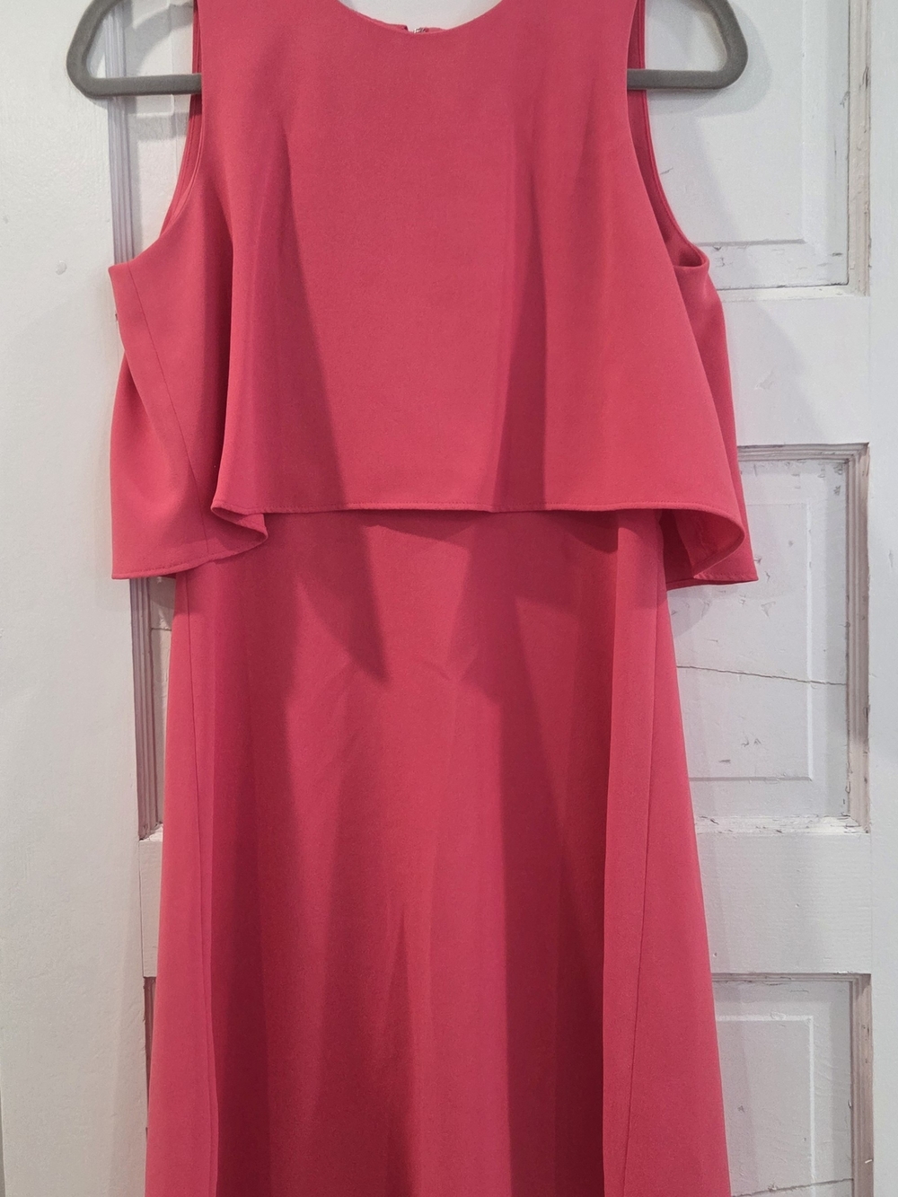 Calvin Klein Sleeveless Coral-Pink Overlay Midi Dress